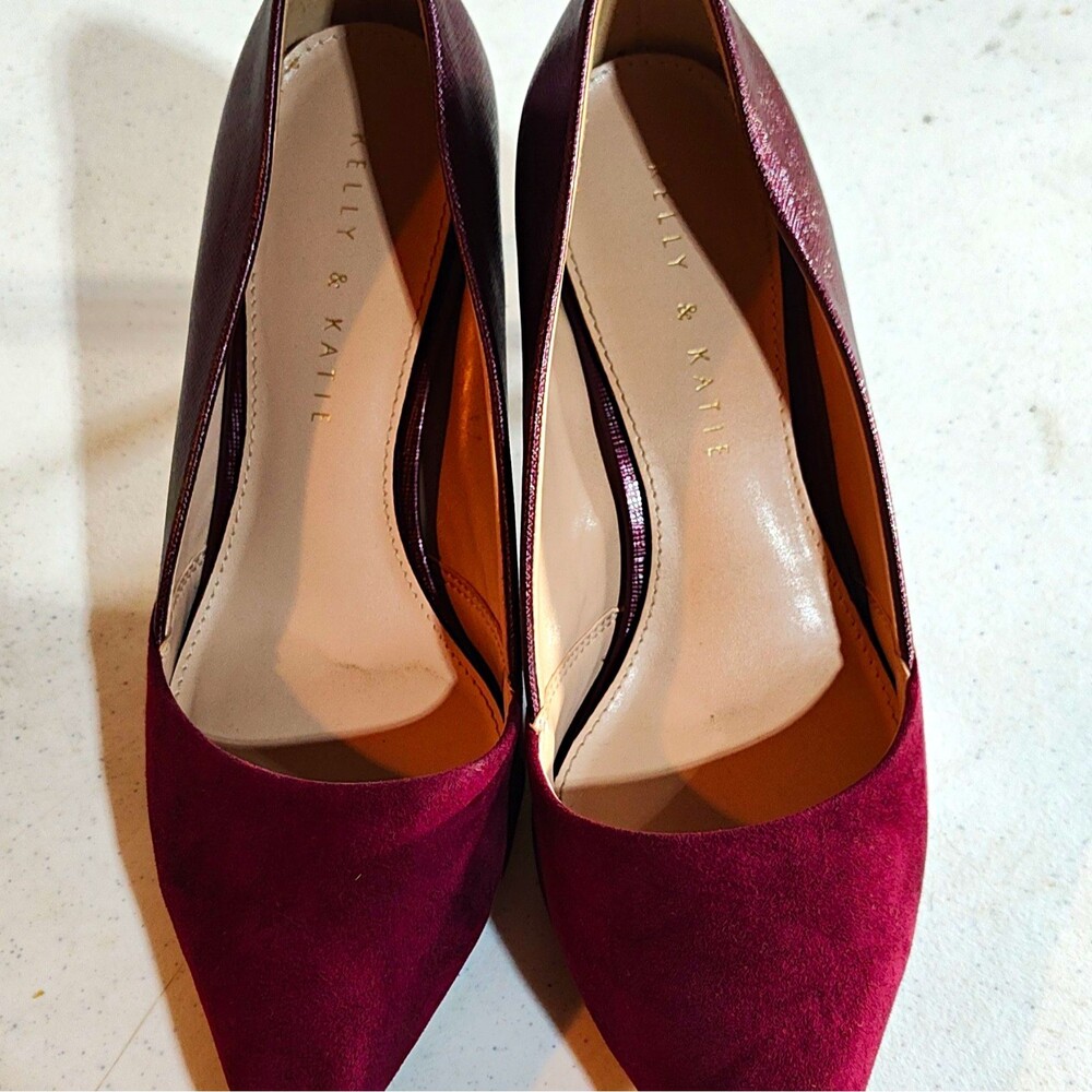 Kelly & Katie Burgundy Suede Pointed Toe Pump Stiletto Slip On Women's 7.5 M 248